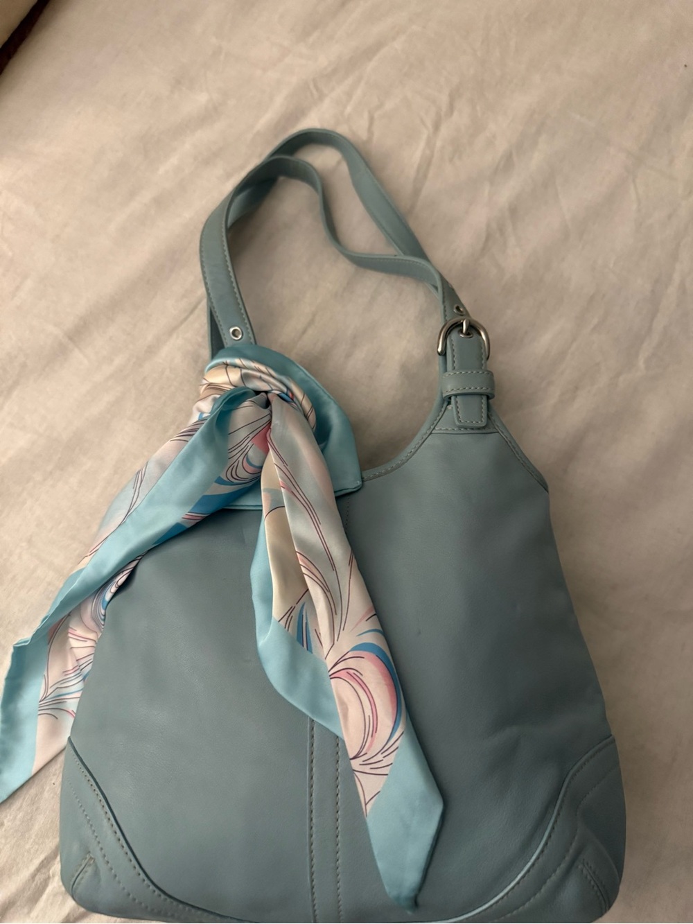 Coach Vintage Light Blue Leather Hobo Shoulder Bag Style L95-4989 - Picture 16 of 16